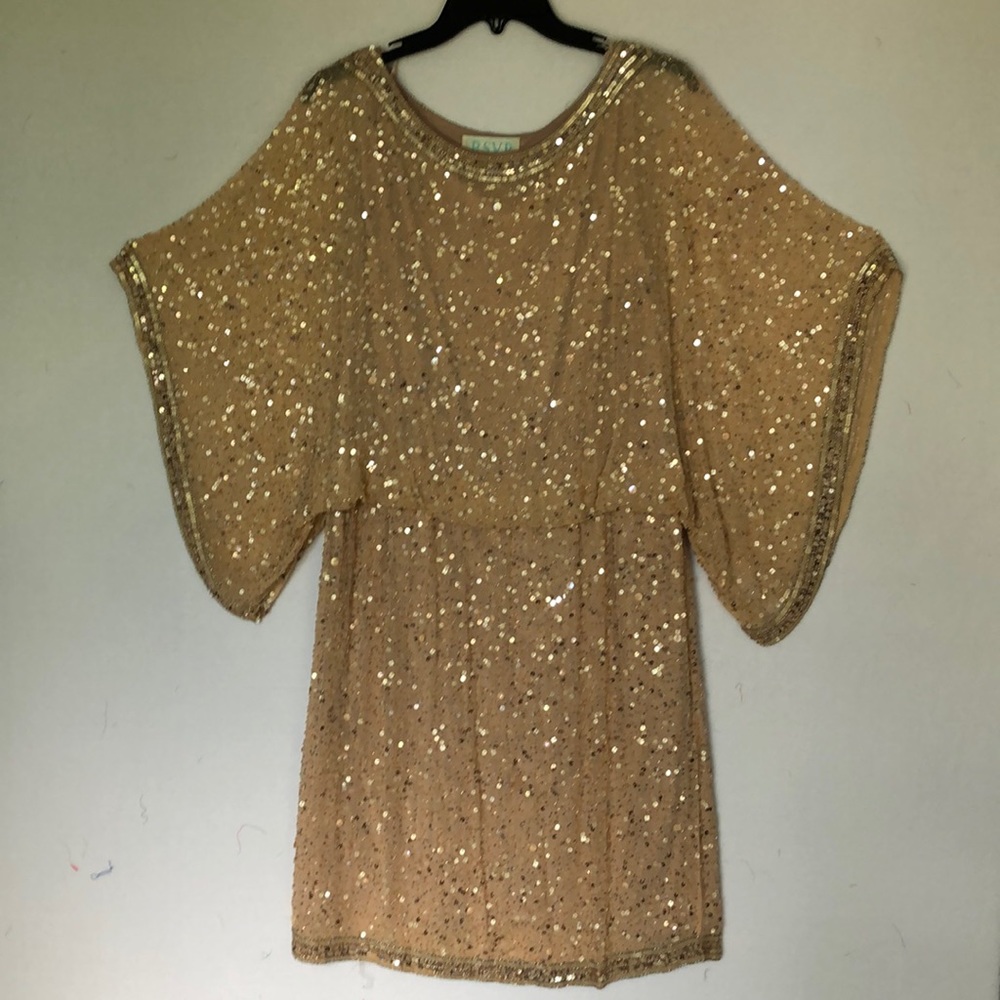 Ultra- Seqined Blush/Champagne flapper -style dress!